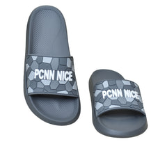 X 011- Men’s Graphic Slide Chappal–(Grey)