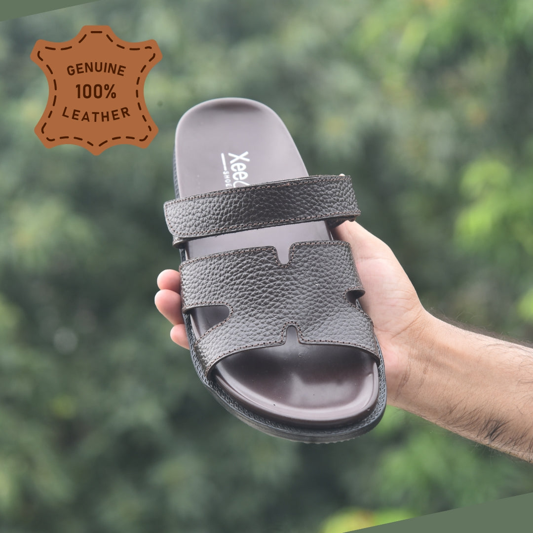 XeeGo X-119 | Men’s Pure Leather Chappal - Chocolate Brown