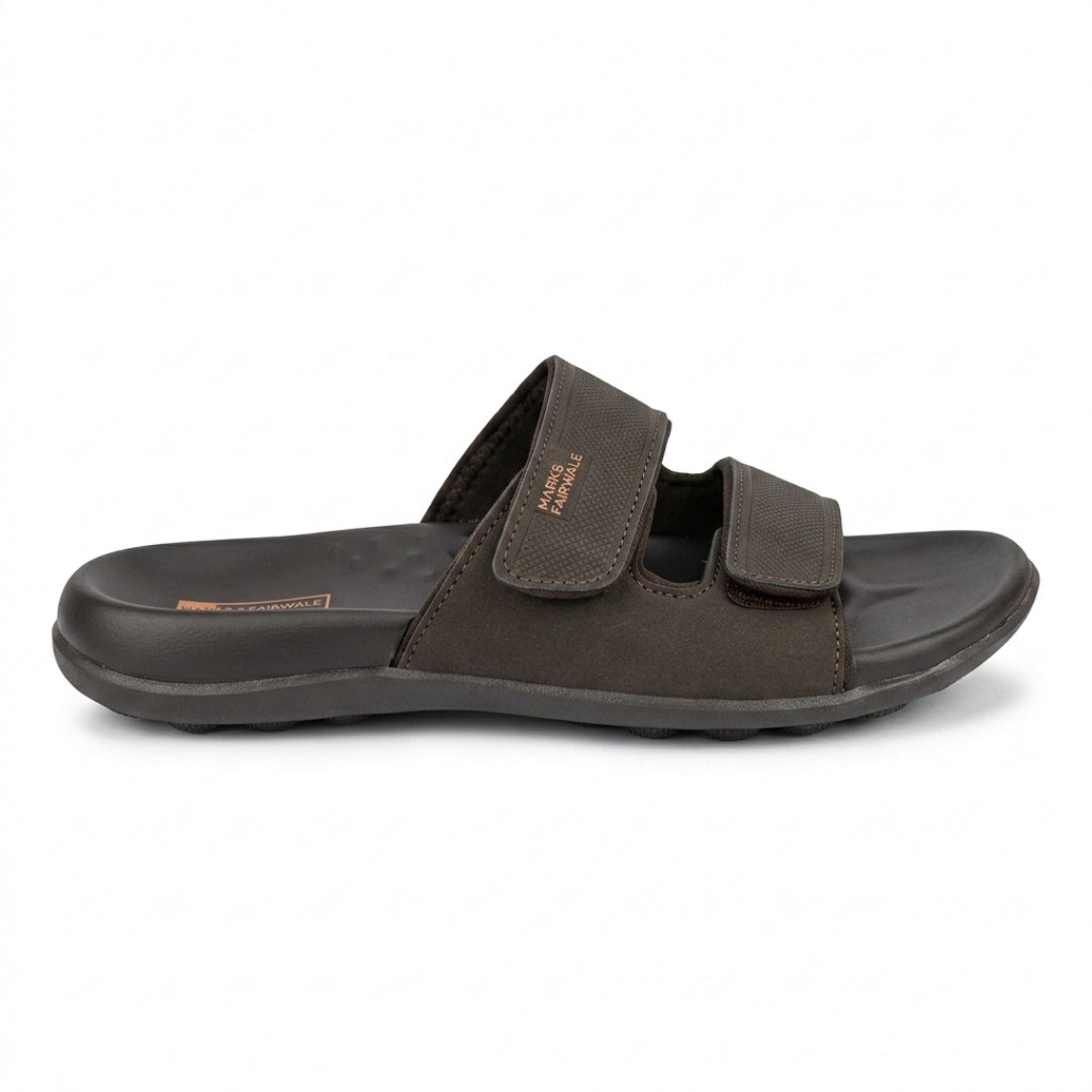 X 2109- Executive Comfort Dual-Strap Slides – Chocolate Brown Edition
