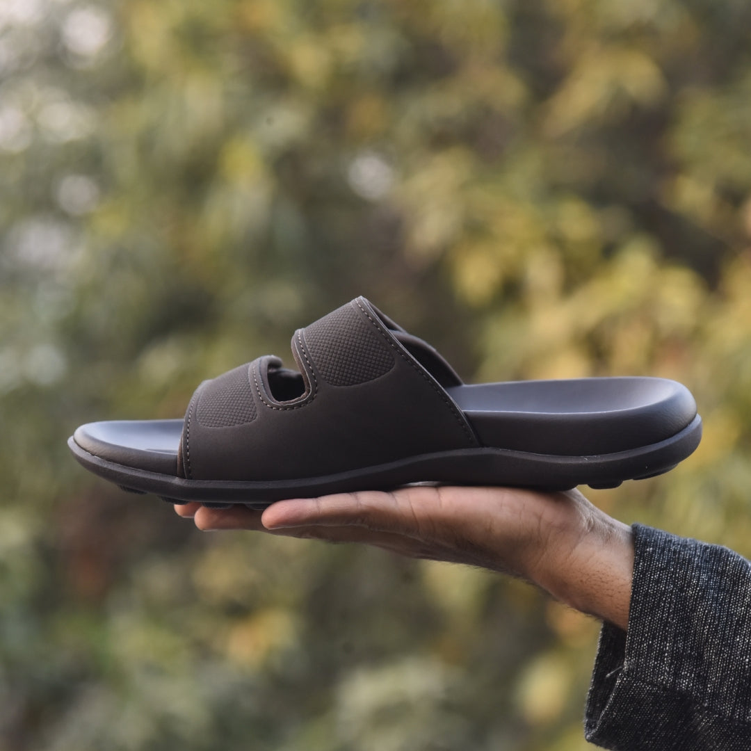 X 2109- Executive Comfort Dual-Strap Slides – Chocolate Brown Edition