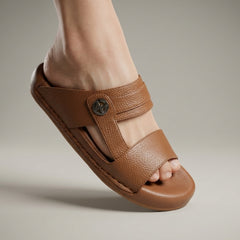 XeeGo X-35 | Premium Textured Leather Comfort Slide - Mustard