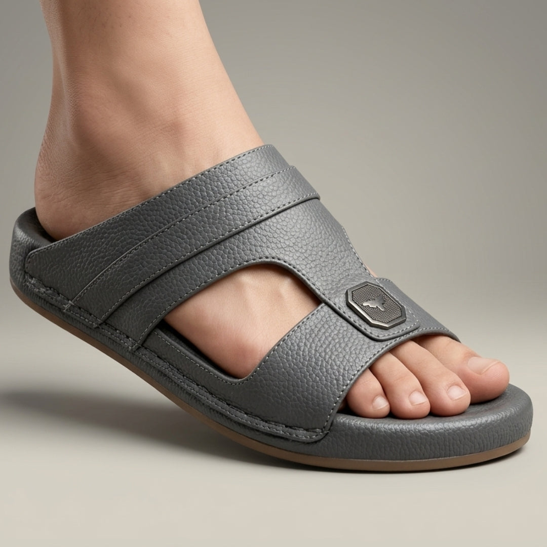 XeeGo X-033 | Premium Textured T-Strap Slide - Gray