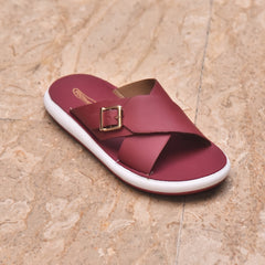 W M 70 - XeeGo Women’s Ultra-Light Buckle Slides - Deep Maroon