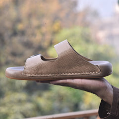 X 017 - XeeGo Dual Buckle Comfort Slides – Beige
