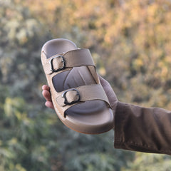 X 017 - XeeGo Dual Buckle Comfort Slides – Beige