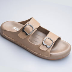 X 017 - XeeGo Dual Buckle Comfort Slides – Beige