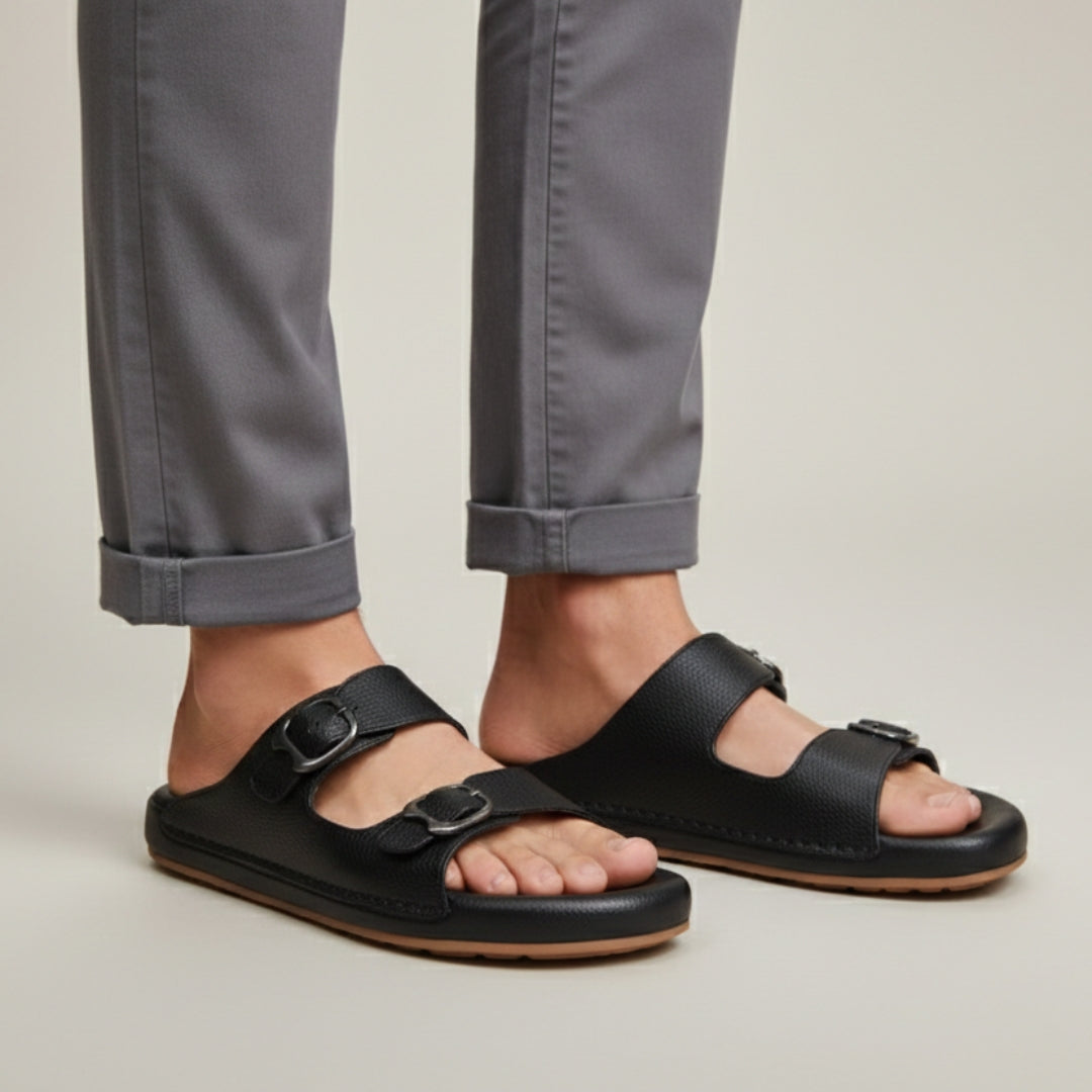X 017 - XeeGo Dual Buckle Comfort Slides – Black