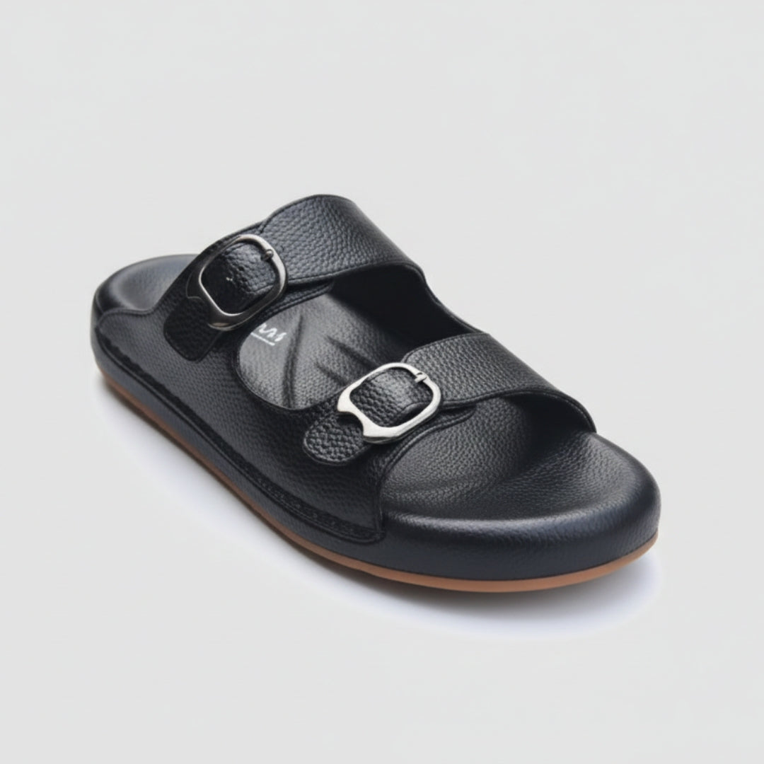 X 017 - XeeGo Dual Buckle Comfort Slides – Black (Offer)
