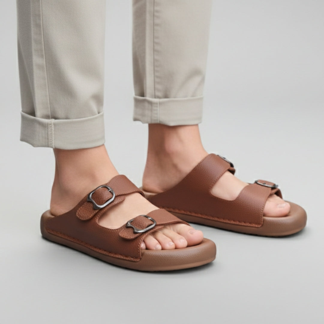 X 017 - XeeGo Dual Buckle Comfort Slides – Mustard (Offer)