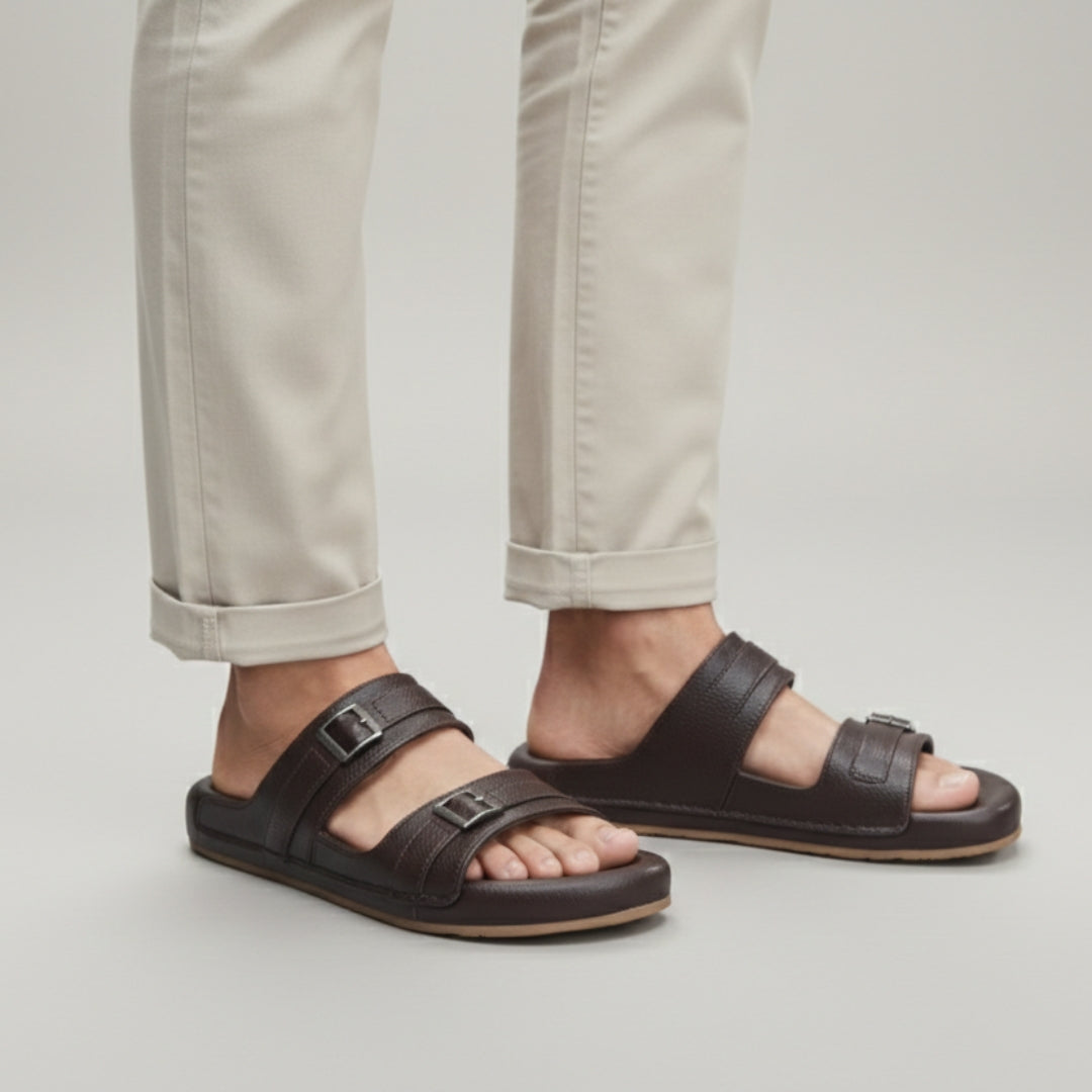 X 026 - XeeGo Classic Double Strap Comfort Sandals – Brown
