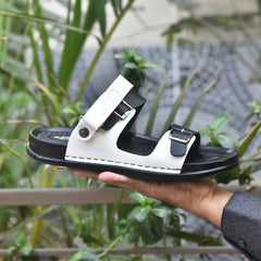 XeeGo X 14 - Men’s Premium Dual-Tone Buckle Sandals – Black & White