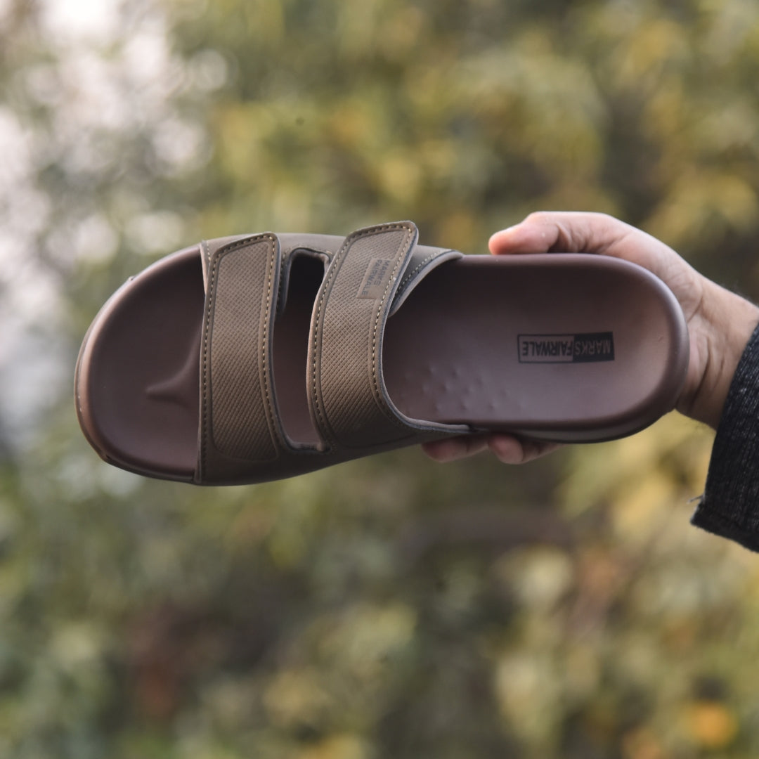 X 2109- Executive Comfort Dual-Strap Slides – CAMEL
