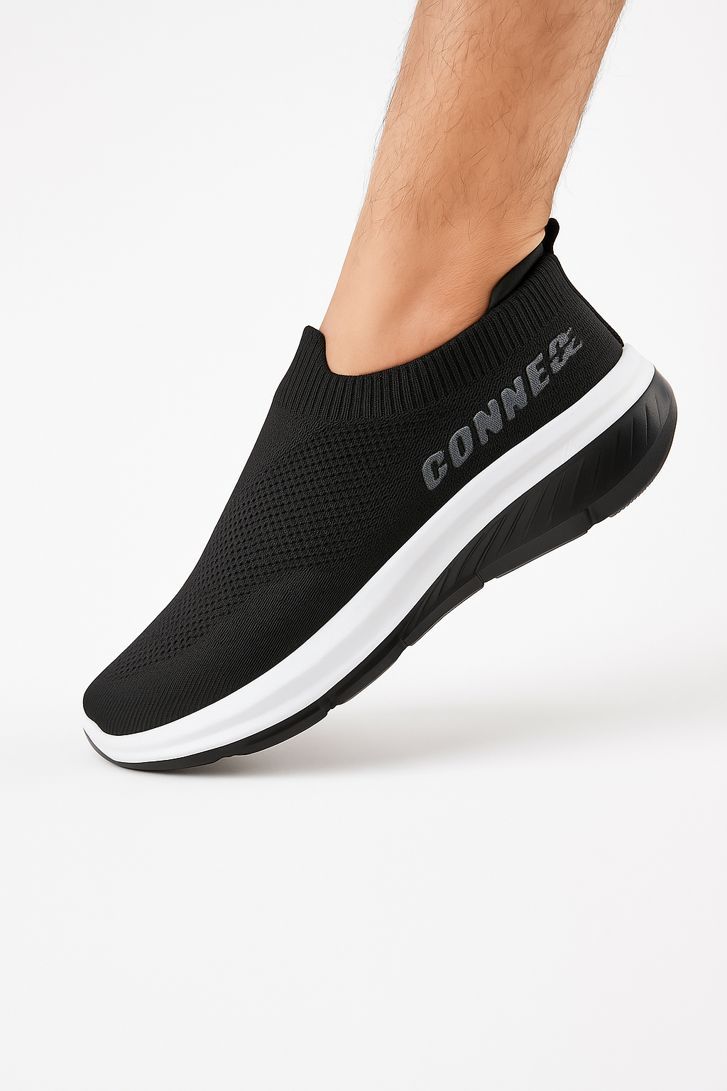 X 165-Men’s Knit Slip-On Sneakers – Lightweight Running Shoes- Black