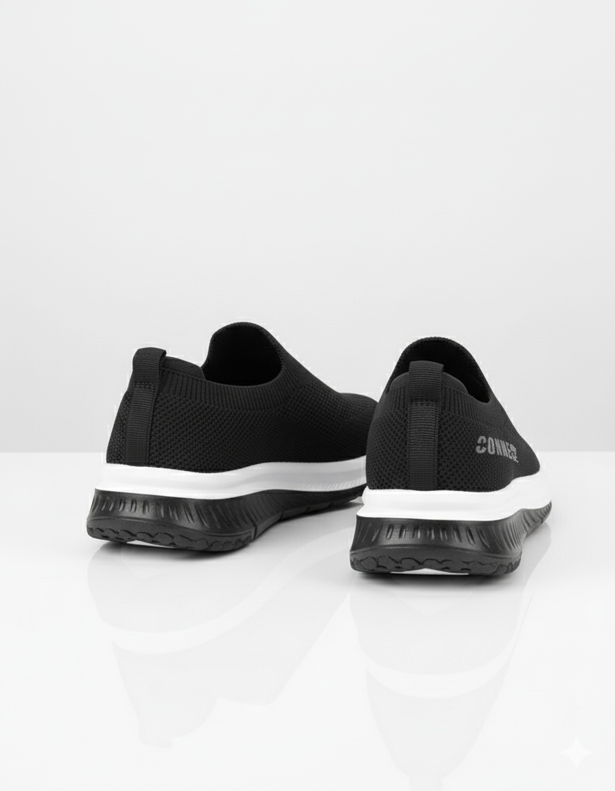 X 165-Men’s Knit Slip-On Sneakers – Lightweight Running Shoes- Black