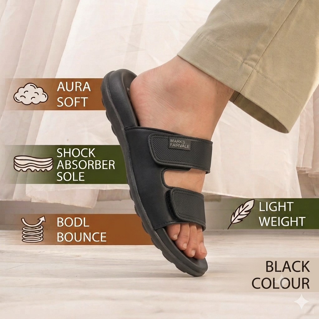 X 2109- Executive Comfort Dual-Strap Slides – Jet Black