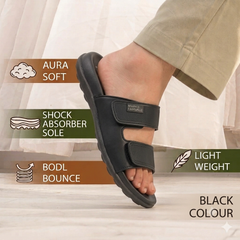 X 2109- Executive Comfort Dual-Strap Slides – Jet Black
