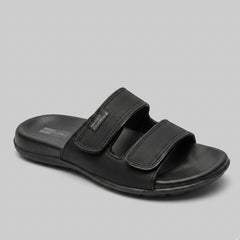 X 2109- Executive Comfort Dual-Strap Slides – Jet Black