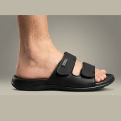 X 2109- Executive Comfort Dual-Strap Slides – Jet Black