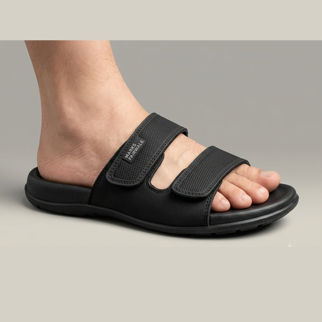 X 2109- Executive Comfort Dual-Strap Slides – Jet Black