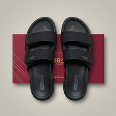 X 2109- Executive Comfort Dual-Strap Slides – Jet Black