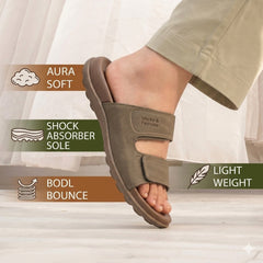 X 2109- Executive Comfort Dual-Strap Slides – CAMEL