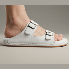 X 017 - XeeGo Dual Buckle Comfort Slides – White