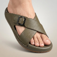 X 025 - XeeGo Cross Strap Comfort Slides – Olive