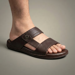 XeeGo X-35 | Premium Textured Leather Comfort Slide - Brown