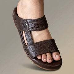 XeeGo X-35 | Premium Textured Leather Comfort Slide - Brown