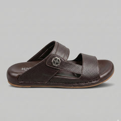 XeeGo X-35 | Premium Textured Leather Comfort Slide - Brown