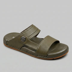 XeeGo X-35 | Premium Textured Leather Comfort Slide - Olive