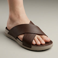 XeeGo X-45 | Cross-Strap Textured Slide - Brown